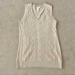 beige knit sweater vest shift dress